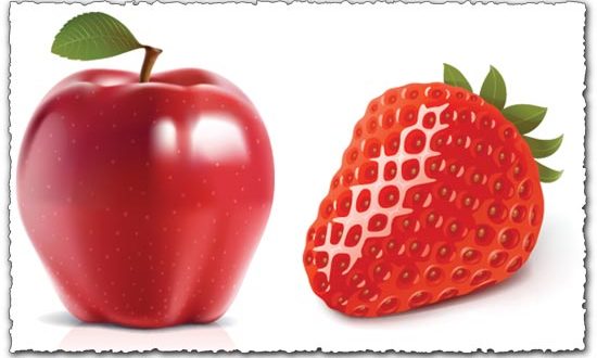 Vector fruits – apple and strawberry
