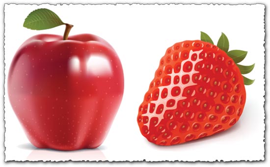 Vector fruits – apple and strawberry Vector fruits – apple and strawberry