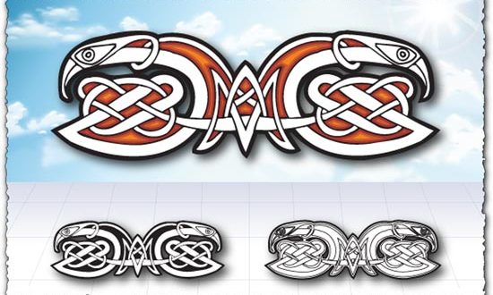 Arabic eagle ornament vector