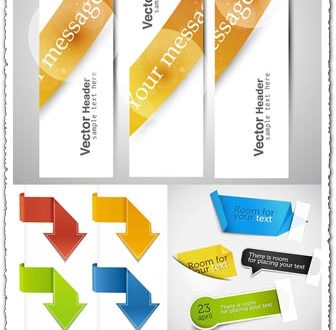 Arrow stickers with transparent shadow vectors