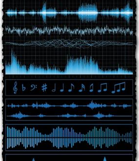 Audio waves and signals vectors