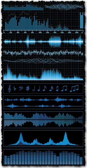 Audio waves and signals vectors