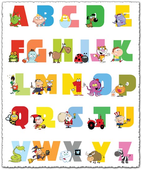 Baby alphabet letters with animals vector