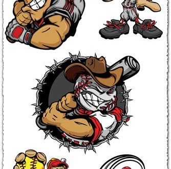 Baseball cartoon characters vector