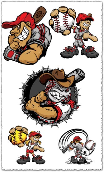 Baseball cartoon characters vector