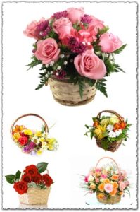 Basket with flowers images