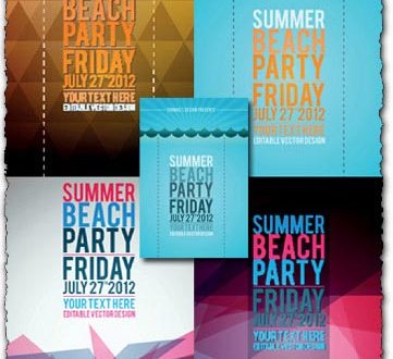 Beach party flyers vector templates