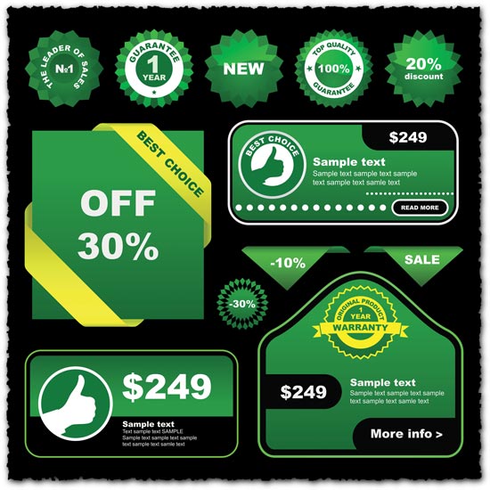 Best choice green vector labels