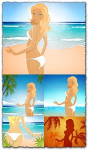 Bikini girl vector shapes