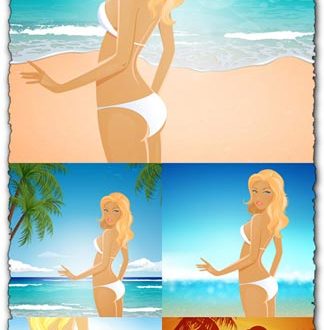 Bikini girl vector shapes