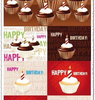 Birthday cakes with candles vectors