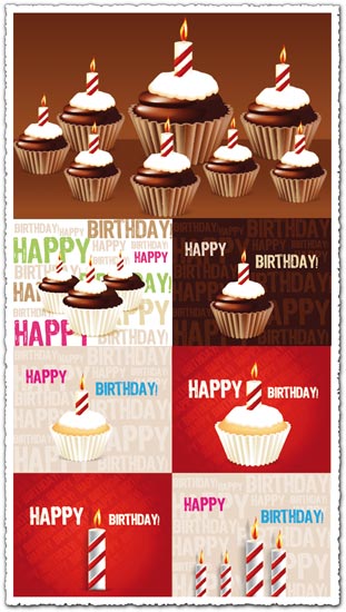 Birthday cakes with candles vectors