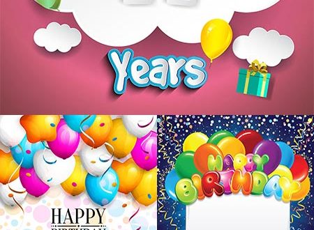 Happy birthday vector invitation cards