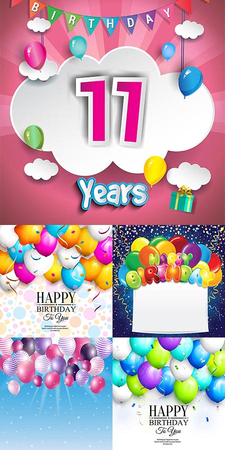 Birthday party cards and invitations vectors