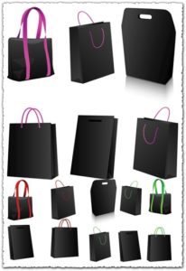 Black shopping bags vector