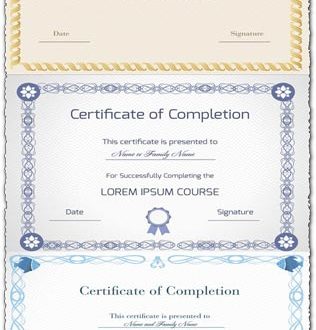 Blank certificate of completion vector