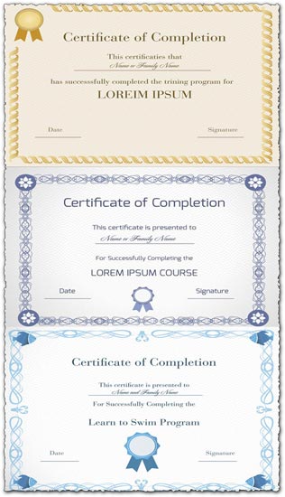 Blank certificate of completion vector