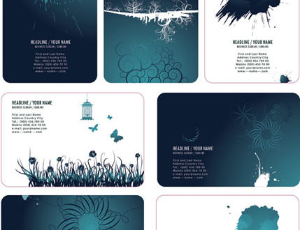 Blue business cards vector models