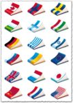 Books covered in flags vectors
