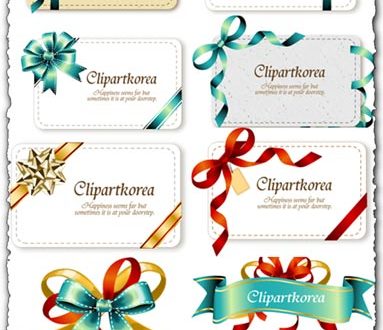 Bow ribbons on cards vectors