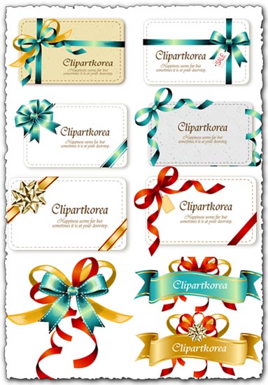 Bow ribbons on cards vectors