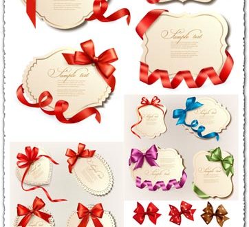 Bows and ribbons on vector cards
