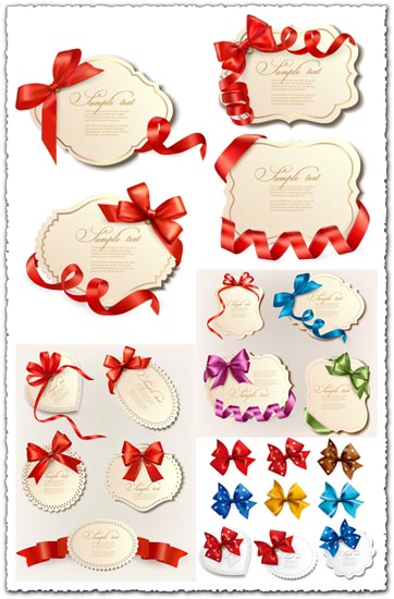 Bows and ribbons on vector cards