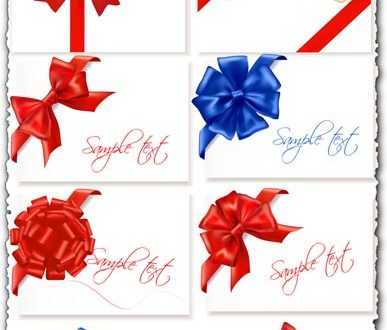 Bows and ribbons vector cards