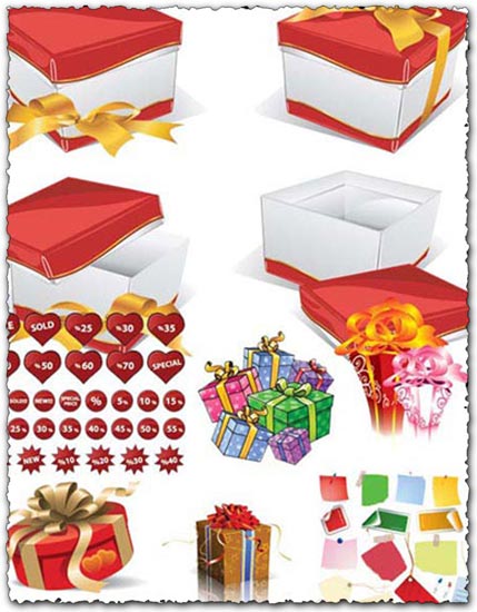 Boxes and labels vector design elements