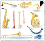 Brass music instruments vectors