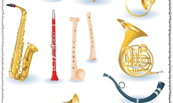 Brass music instruments vectors