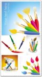 Brushes and crayons vectors design