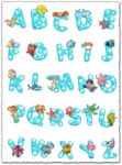 Bubble alphabet with sea animals vectors