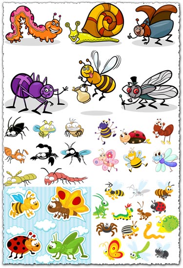 Bugs and insects vector tags