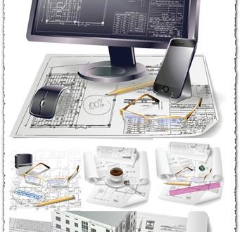 Building plan drawings vector