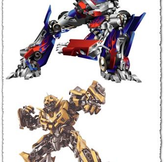 Bumblebee and Optimus Prime transformers vectors