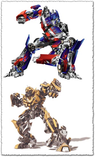 Bumblebee and Optimus Prime transformers vectors