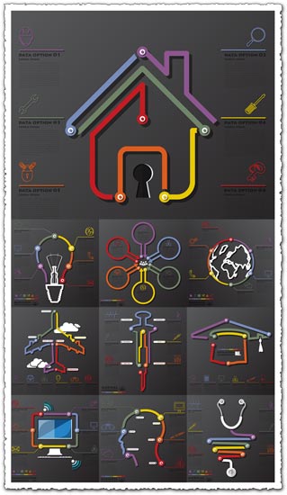 Business and education infographics lines vector