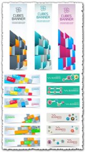 Business banners with cubes vectors