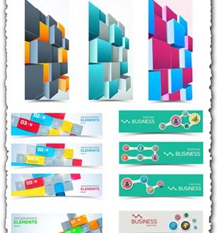 Business banners with cubes vectors