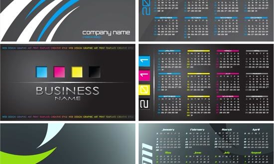 Business cards with 2011 calendar on verso