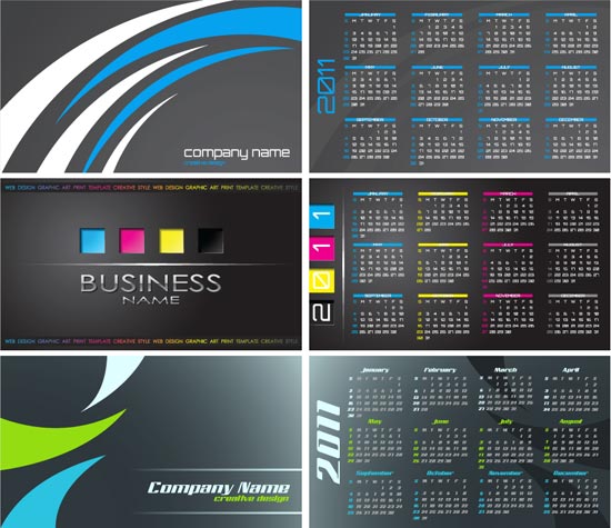 Business cards with 2011 calendar on verso