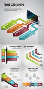 Business charts on phone screen vectors