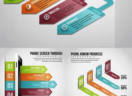 Business charts on phone screen vectors