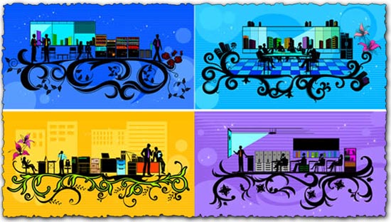 Business silhouettes people vectors