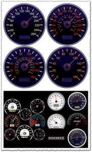 Car dashboard tachometers vector