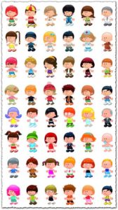 Cartoon children vector characters