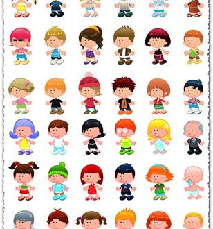 Cartoon children vector characters