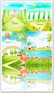 Cartoon fairy tale scenery vector