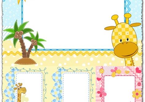 Cartoon frames with baby animals vectors